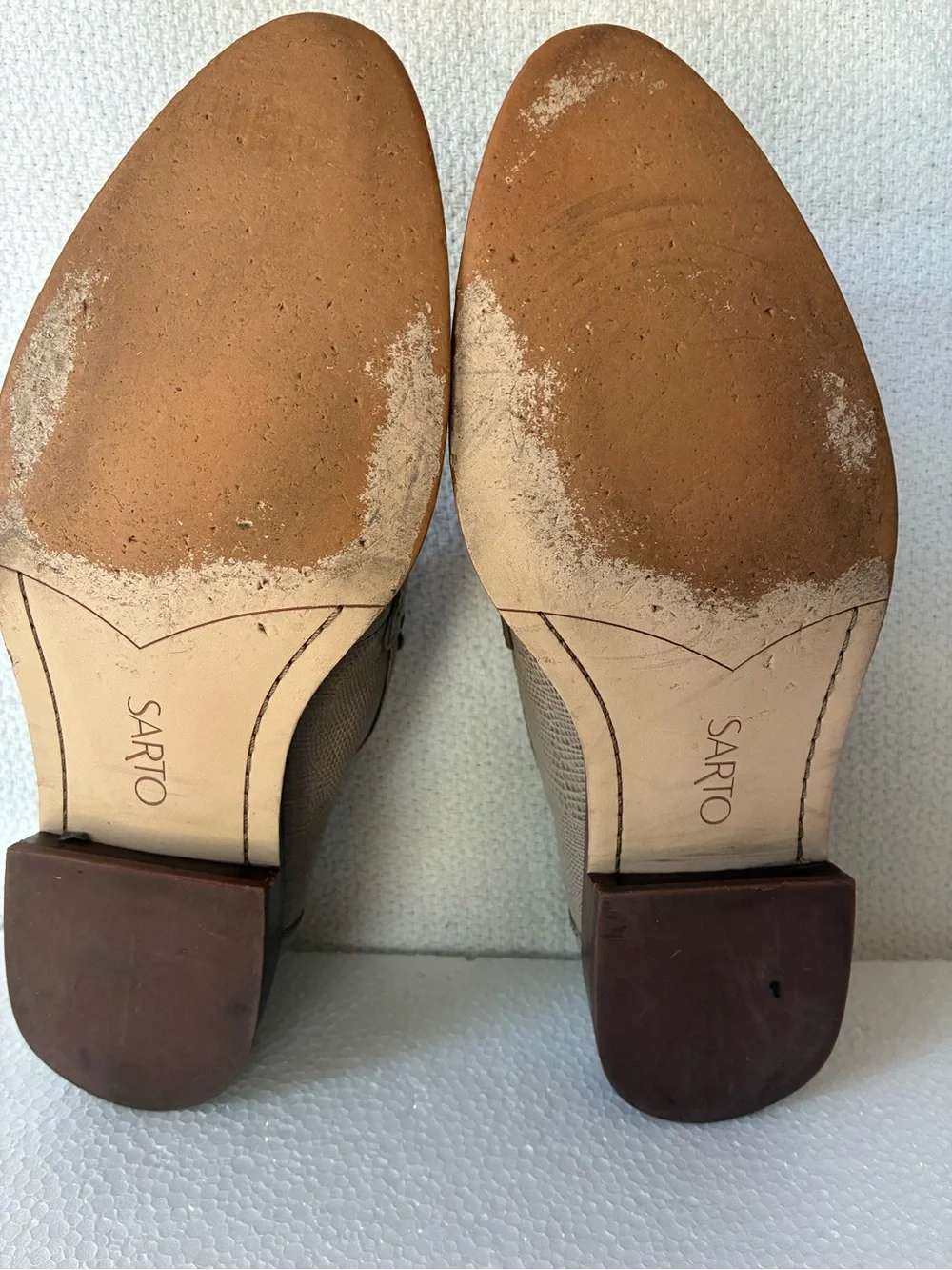 SARTO By Franco Sarto Tan Croc-Embossed Leather Penny Loafers